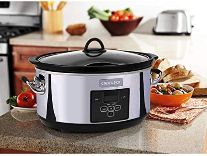 Crock-Pot 7 Quart Programmable Slow Cooker – Polished Platinum - Choice 398